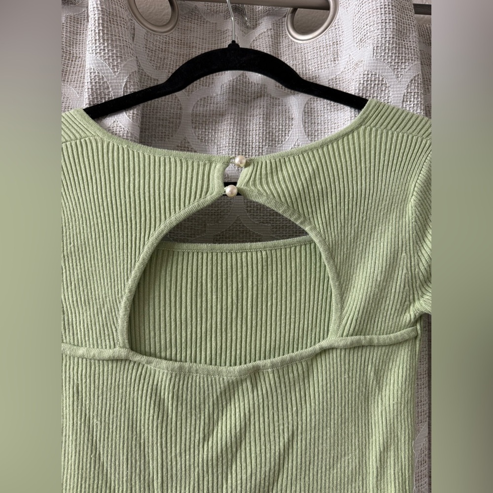 ASOS Light Green Ribbed Blouse - Picture 6 of 6